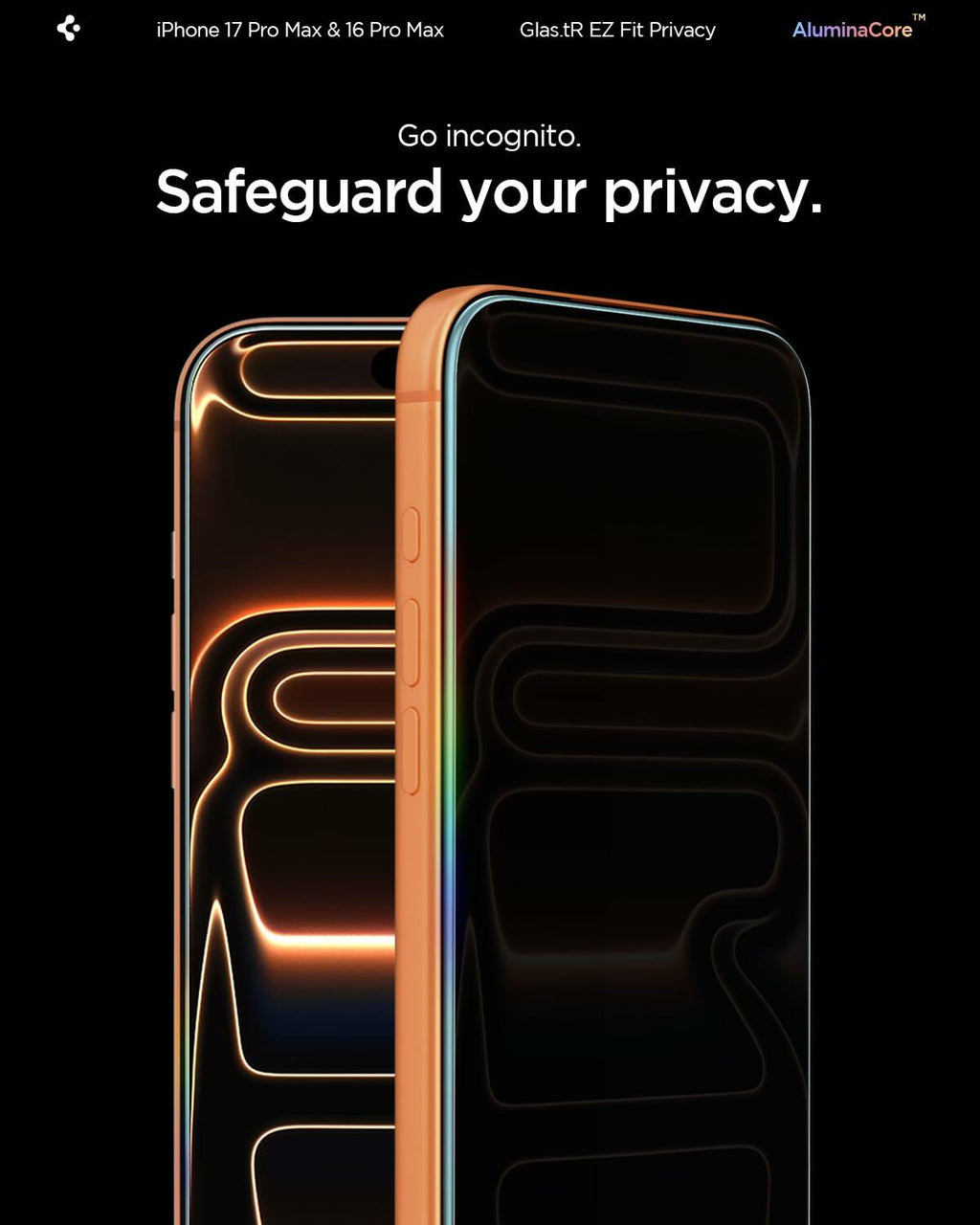 Spigen AluminaCore Tempered Glass Screen Protector [Glas.tR EZ Fit - Privacy]
