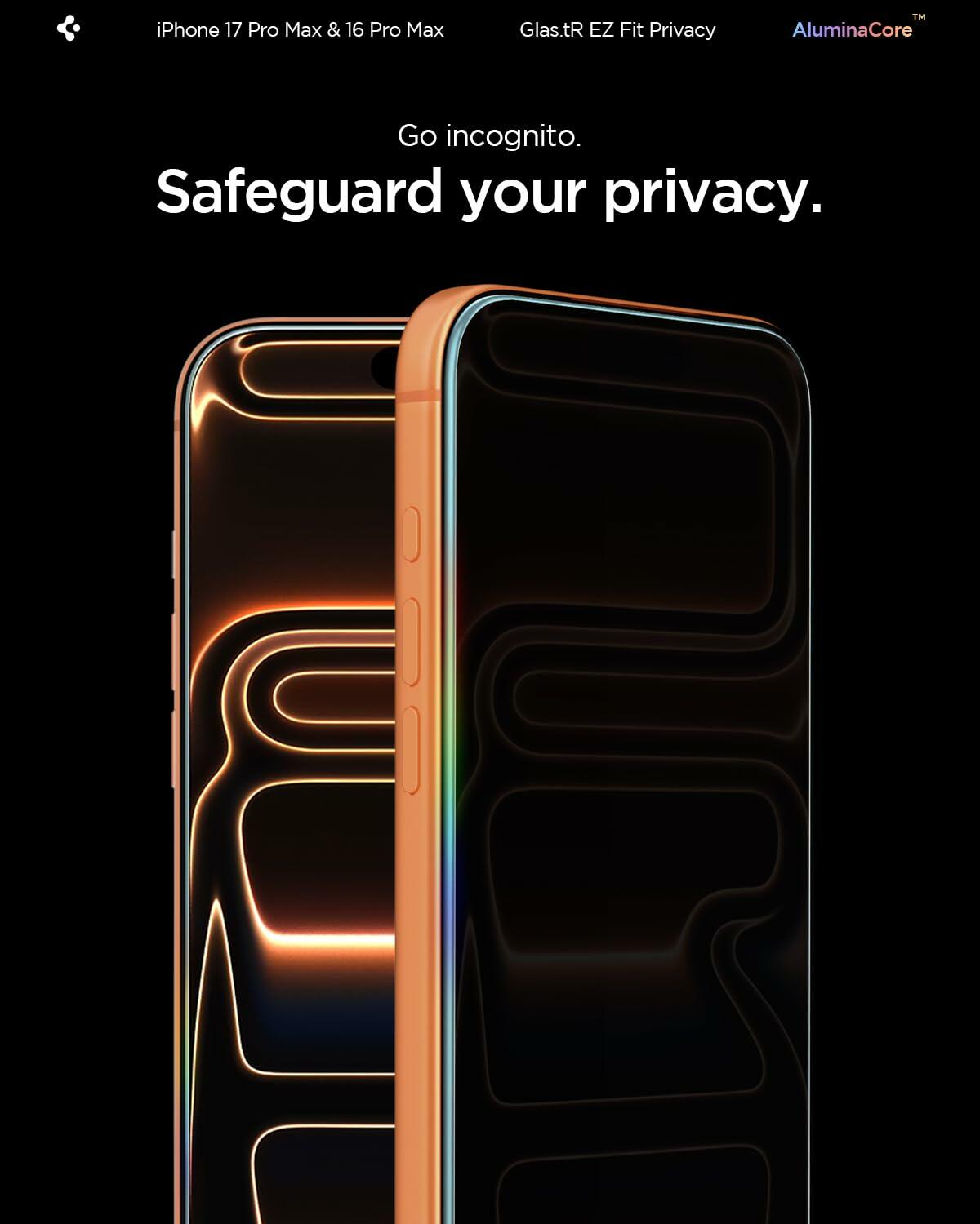 Spigen AluminaCore Tempered Glass Screen Protector [Glas.tR EZ Fit - Privacy]