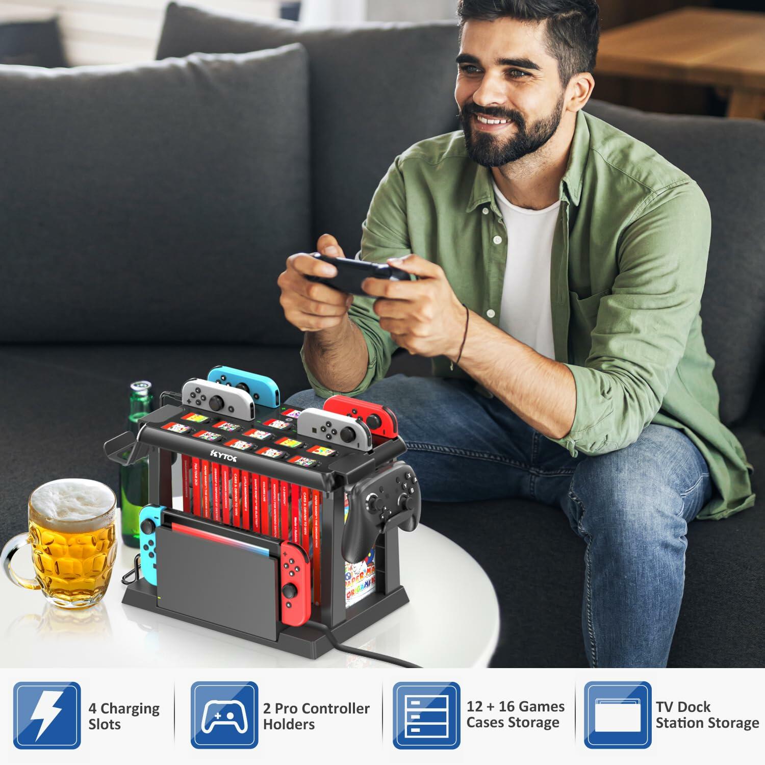 Switch Organizer Station with Controller Charger, Charging Dock for Nintendo
