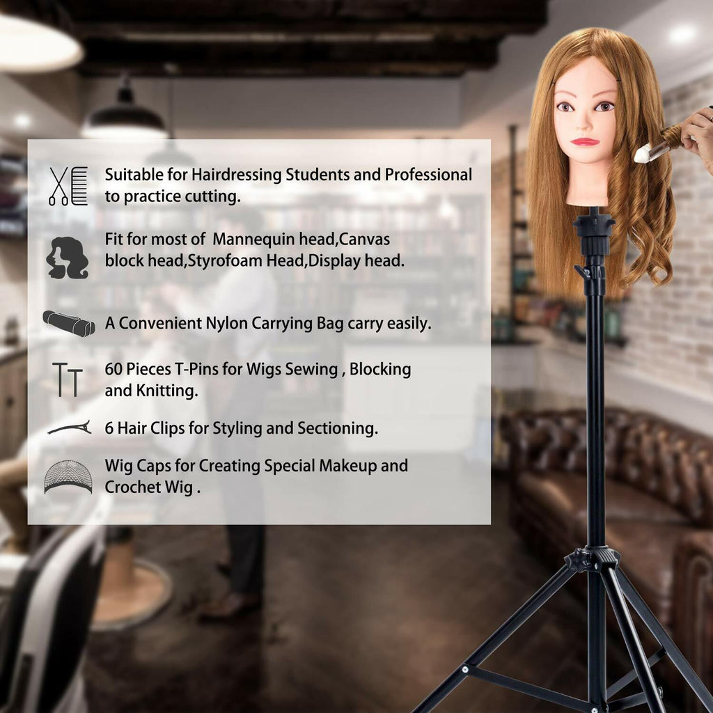 Klvied Reinforced Wig Stand Tripod Mannequin Head Stand, Adjustable Holder for