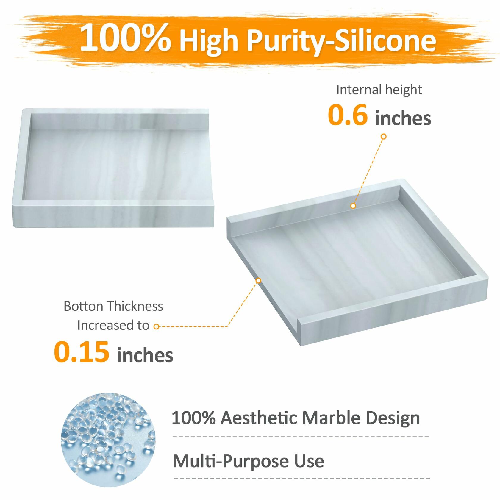 Bathroom Vanity Tray,Thick Original Silicone Soap Dispenser Tray,EGWON