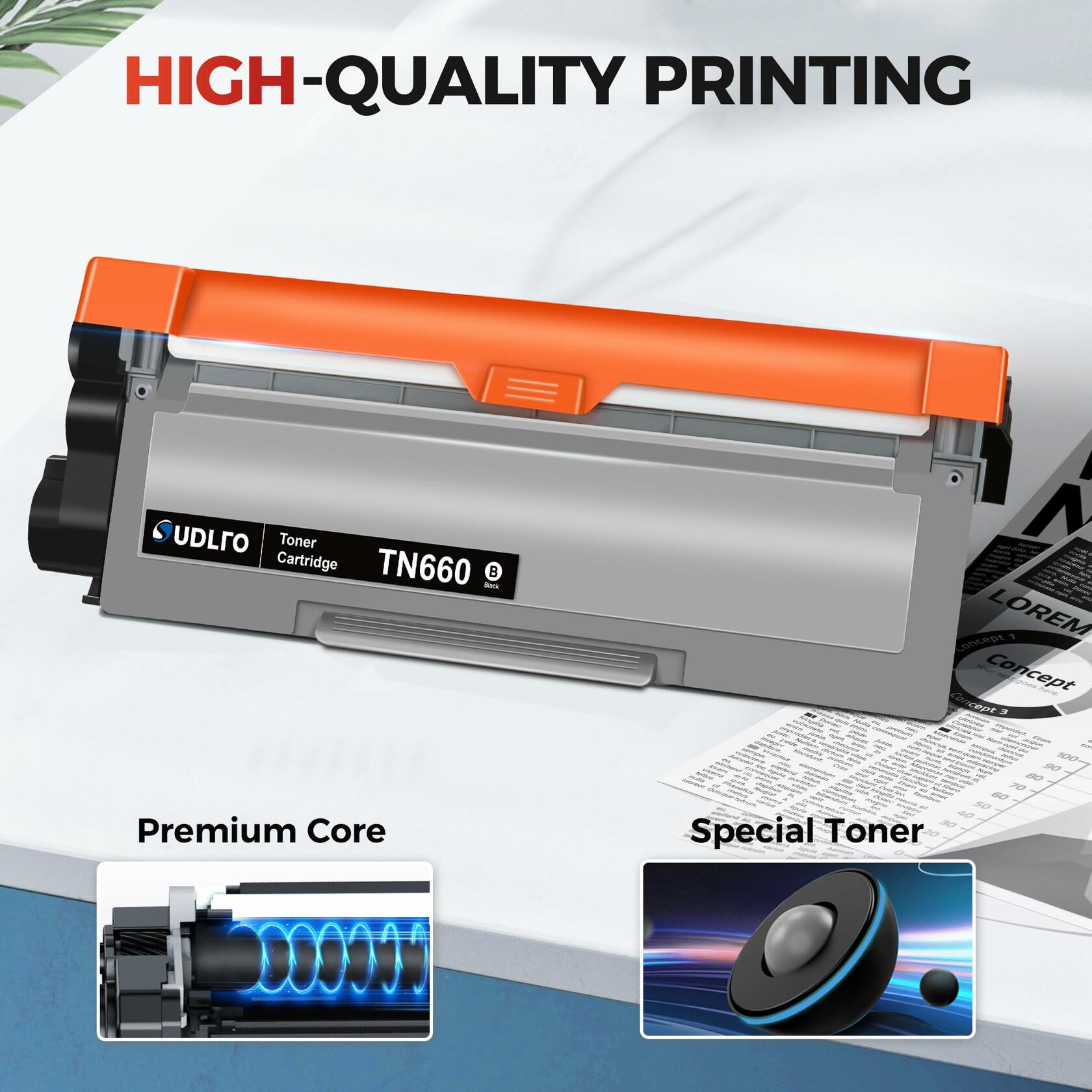 TN660 TN-660 Toner Cartridge - Replacement for Brother TN660 TN630 TN-630 TN-660