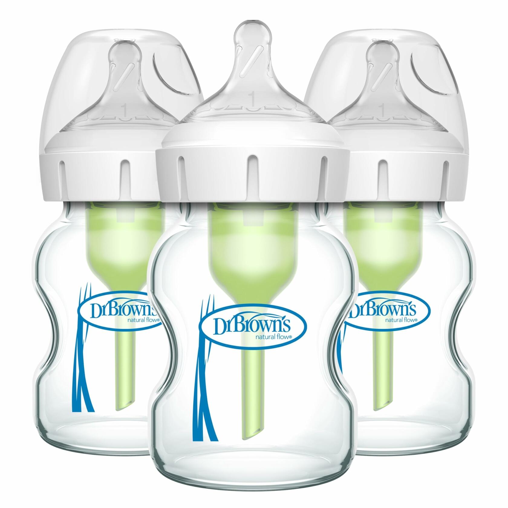 Dr. Brown's Natural Flow Anti-Colic Options+ Wide-Neck Glass Baby Bottles 5