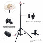 Klvied Reinforced Wig Stand Tripod Mannequin Head Stand, Adjustable Holder for