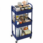 Sywhitta 3-Tier Plastic Rolling Utility Cart with Handle, Multi-Functional