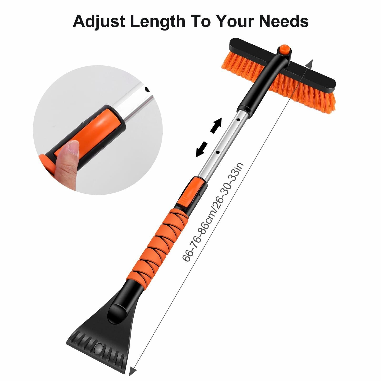Odoland 2 Pack 33" Extendable Snow Brush with Detachable Ice Scraper for Car