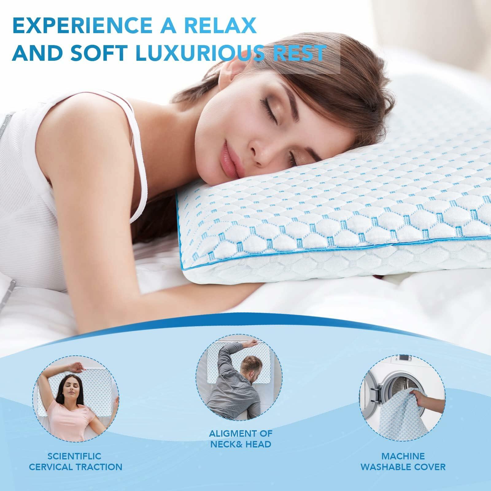 Iwacool Thin Pillow for Sleeping, Cooling Gel Flat Pillow for Stomach and Back