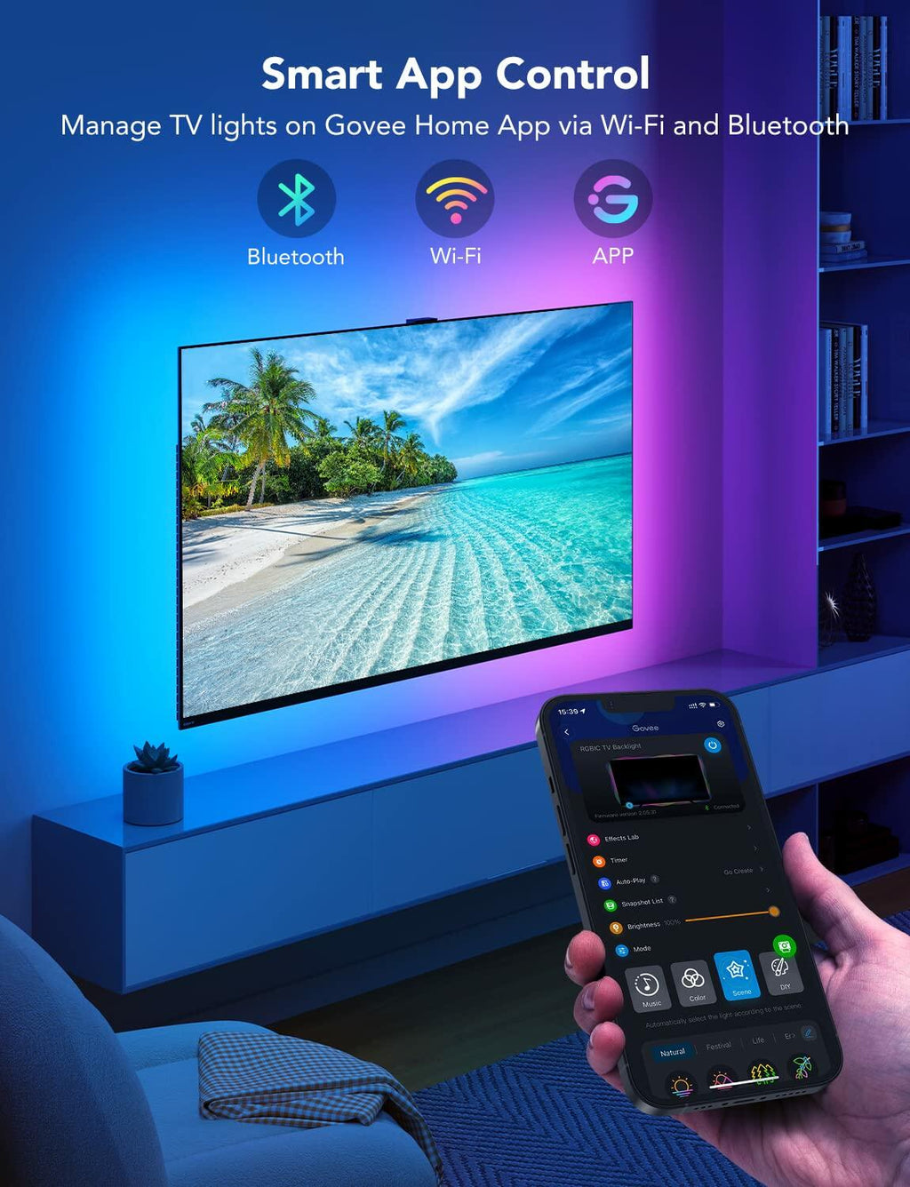 Govee TV LED Backlight,RGBIC Smart LED Strip Lights for 70-80 inch TVs,