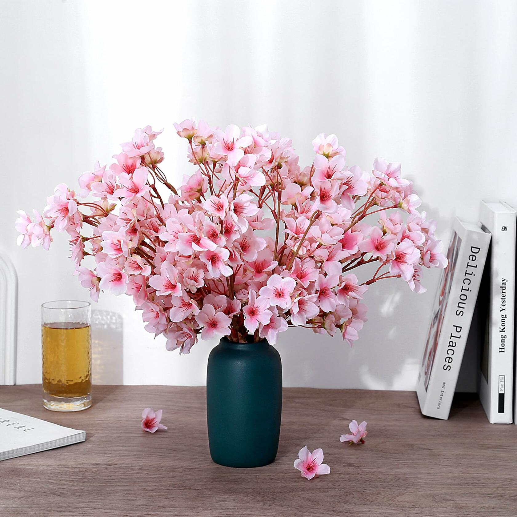 SITUMEIZI 6Pcs Artificial Cherry Blossom Branches Decor Fake Flowers Silk Spring