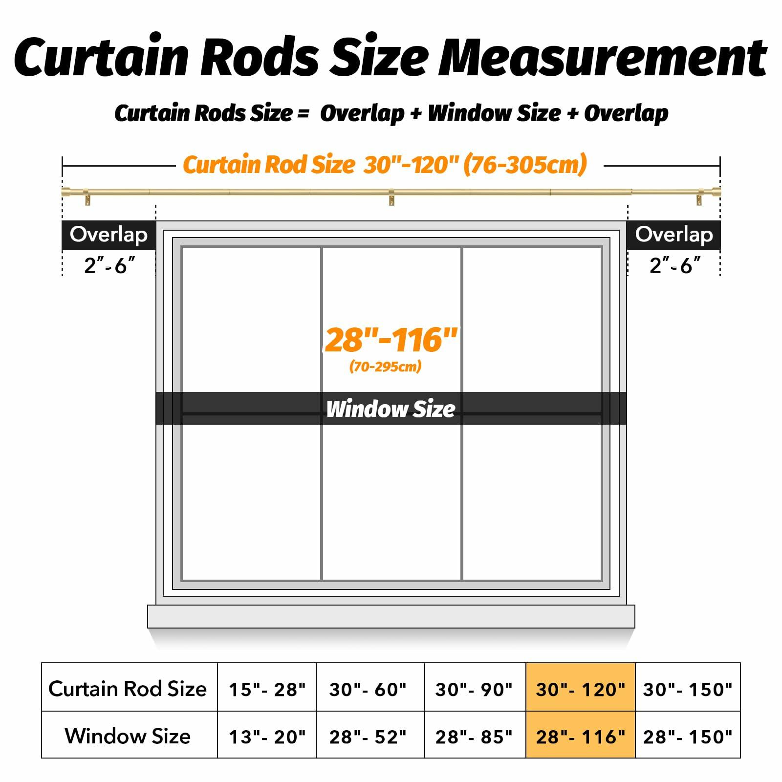 GEEBOBO Gold Curtain Rods for Windows 66 to 120 Inch, 1 Inch Adjustable Heavy