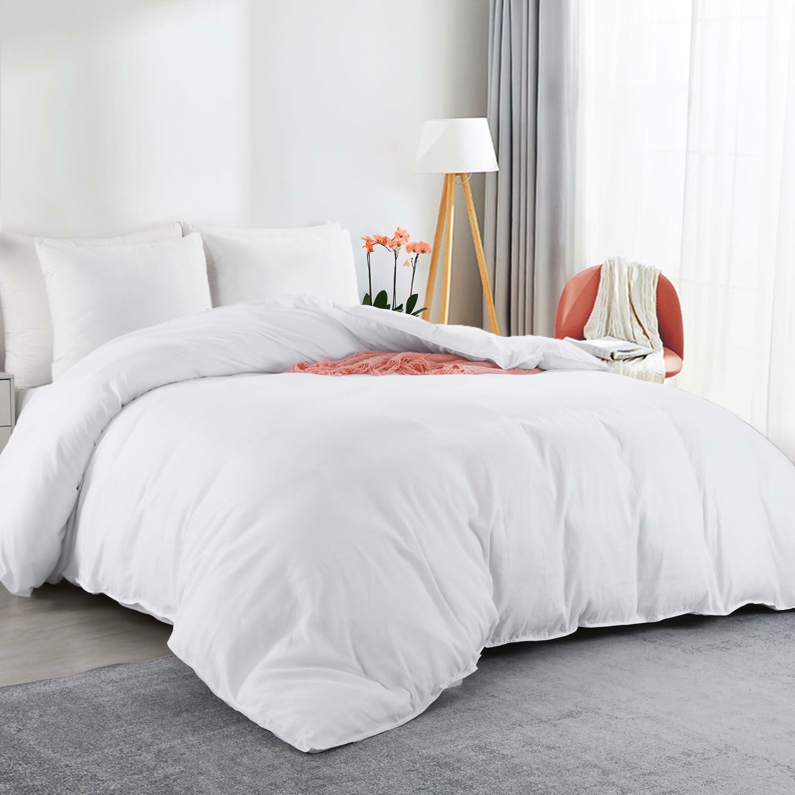 HOMBYS Oversized King Duvet Cover 120 x120 Inch, Ultra Soft Microfiber Olive