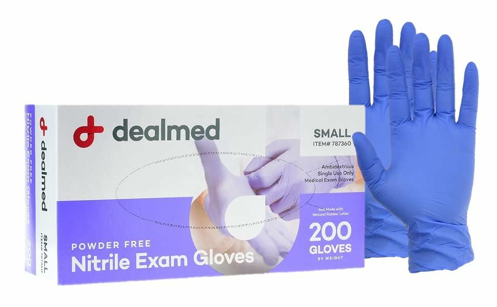 Dealmed Nitrile Exam Gloves Small 200 Count - Disposable, Latex-Free,