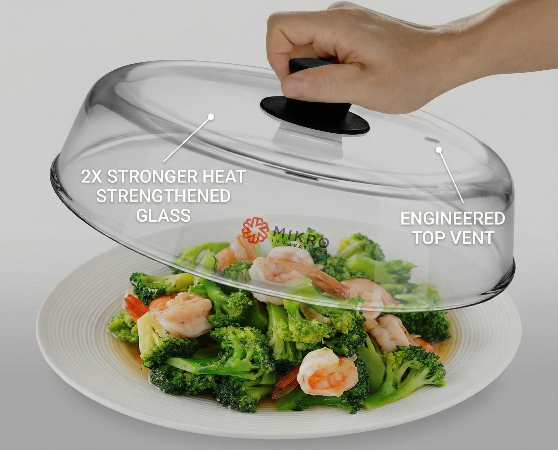 Mikro Innovations 10.5-Inch Glass Microwave Splatter Cover – Borosilicate Glass
