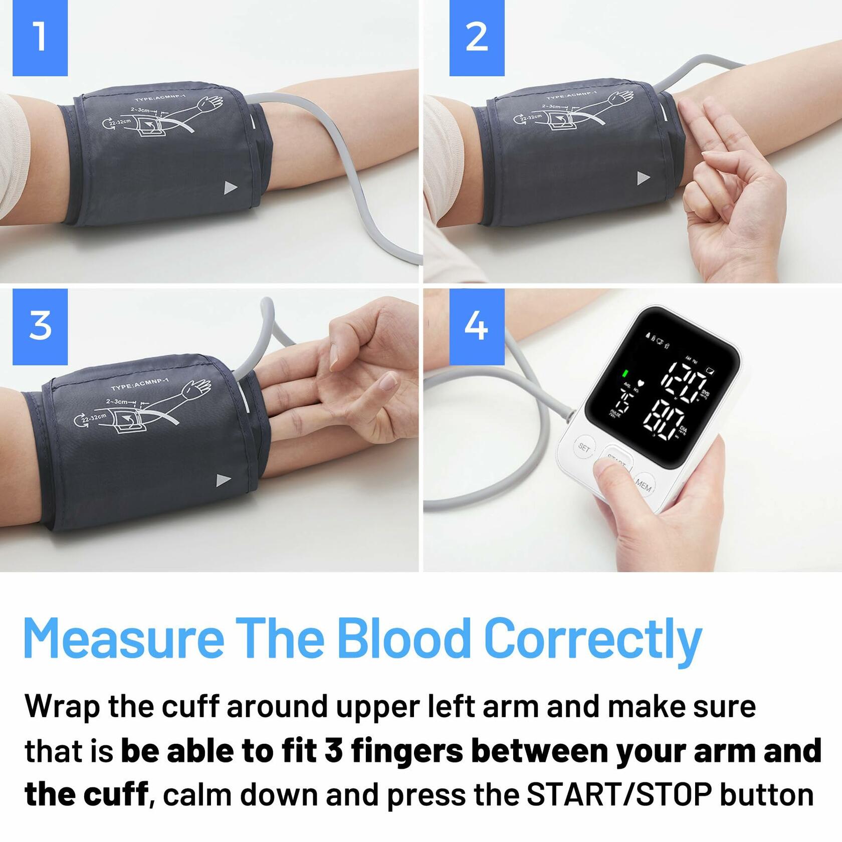Blood Pressure Monitor Upper Arm Machine Accurate Adjustable BP Cuff Kit Led
