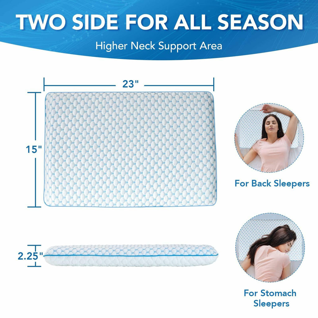 Iwacool Thin Pillow for Sleeping, Cooling Gel Flat Pillow for Stomach and Back
