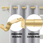 GEEBOBO Gold Curtain Rods for Windows 66 to 120 Inch, 1 Inch Adjustable Heavy