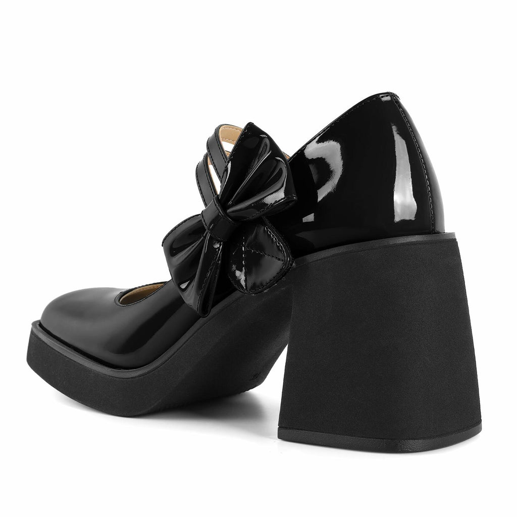SIZE 7 Younton Black Mary Jane Pumps for Women High Heels Square Toe Shoes