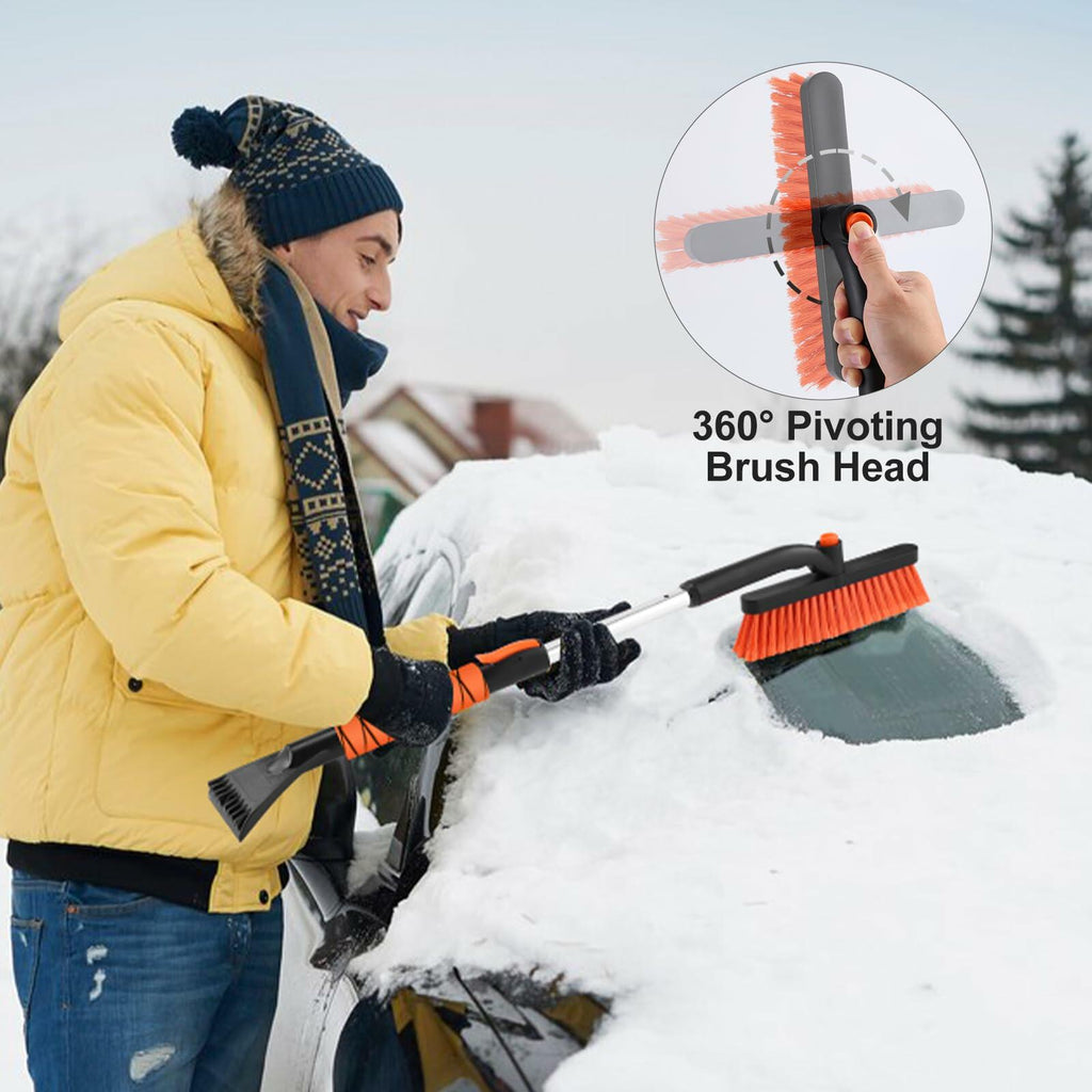 Odoland 2 Pack 33" Extendable Snow Brush with Detachable Ice Scraper for Car