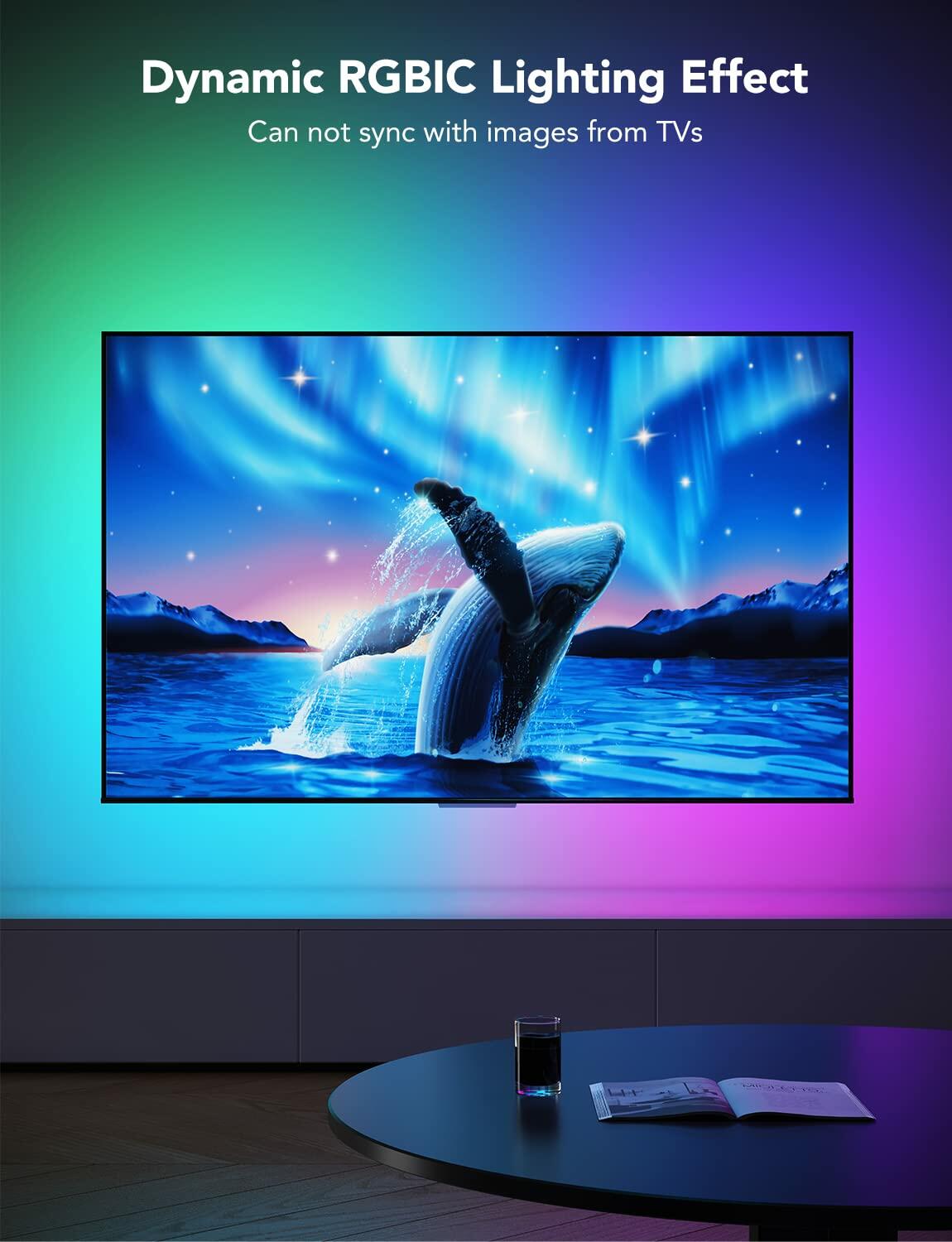Govee TV LED Backlight,RGBIC Smart LED Strip Lights for 70-80 inch TVs,