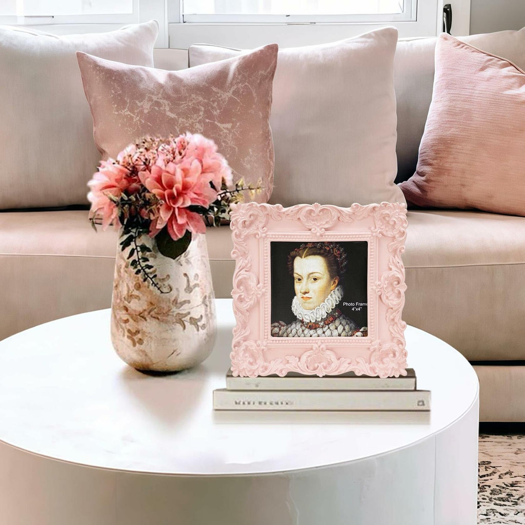 Desklens Pink Picture Frame 4X4- Decorative Photo Frames Tabletop Wall Decor for