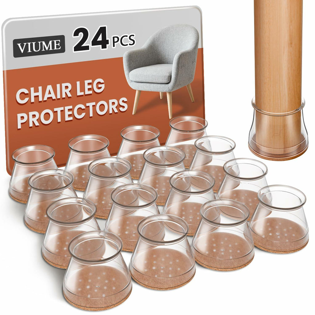 24 Pcs Chair Leg Floor Protectors for Hardwood Floors Silicone Covers Felt Pads