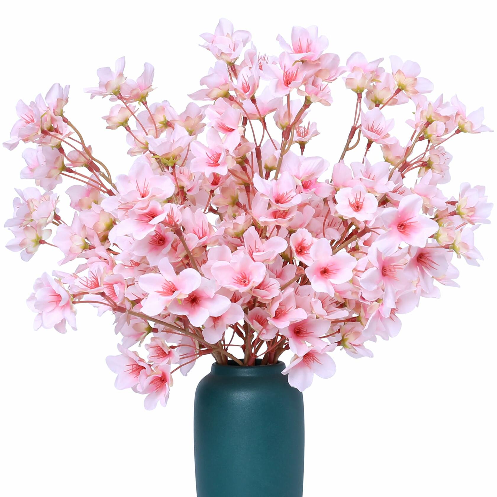 SITUMEIZI 6Pcs Artificial Cherry Blossom Branches Decor Fake Flowers Silk Spring