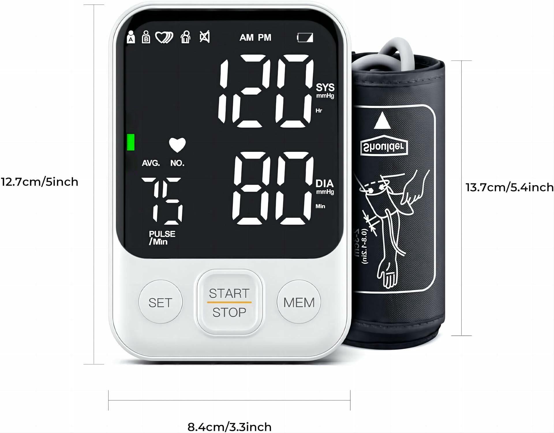 Blood Pressure Monitor Upper Arm Machine Accurate Adjustable BP Cuff Kit Led