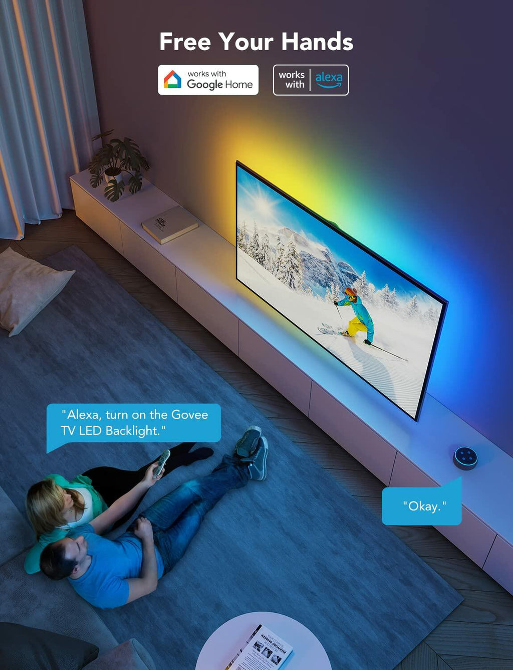 Govee TV LED Backlight,RGBIC Smart LED Strip Lights for 70-80 inch TVs,