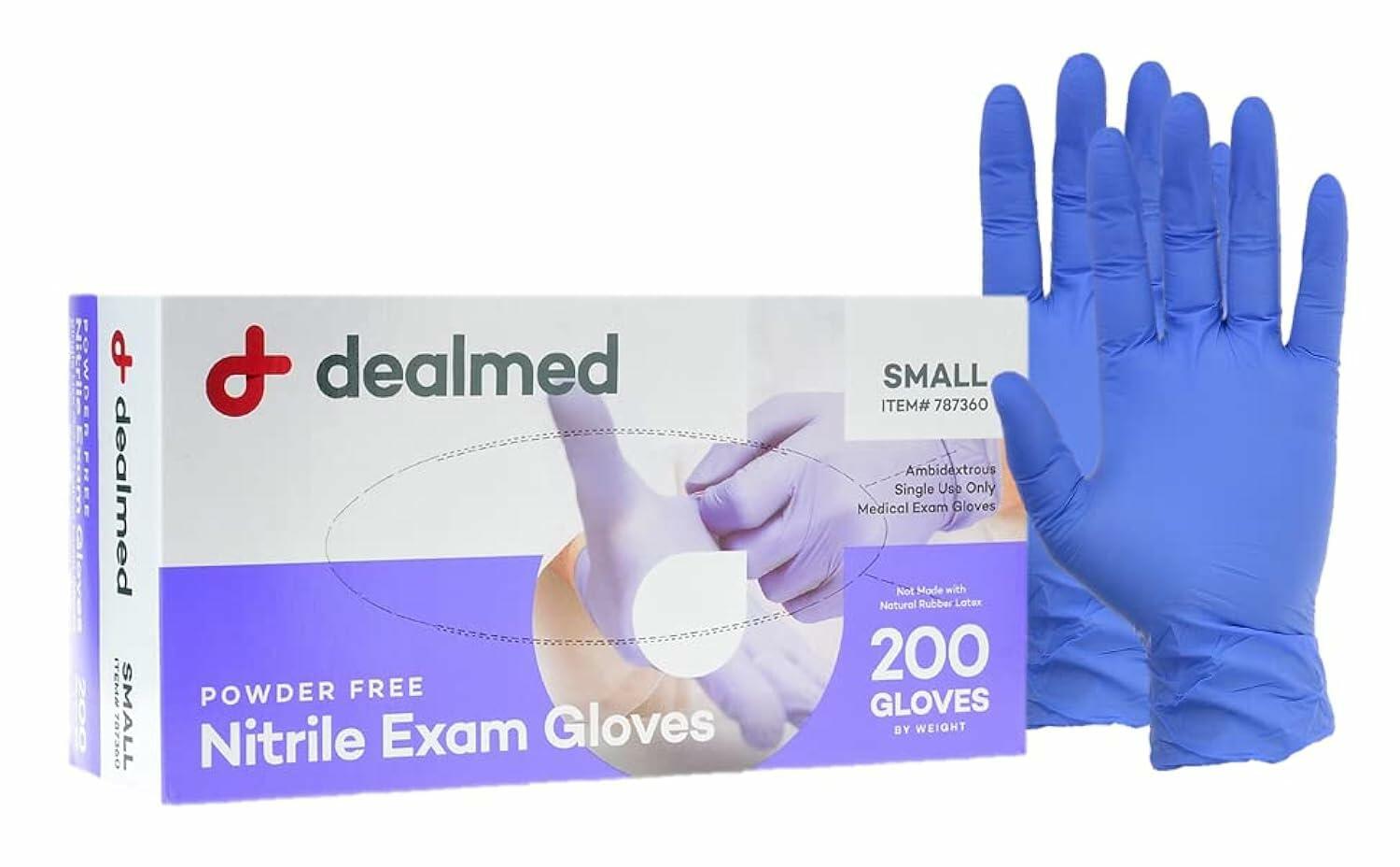 Dealmed Nitrile Exam Gloves Small 200 Count - Disposable, Latex-Free,