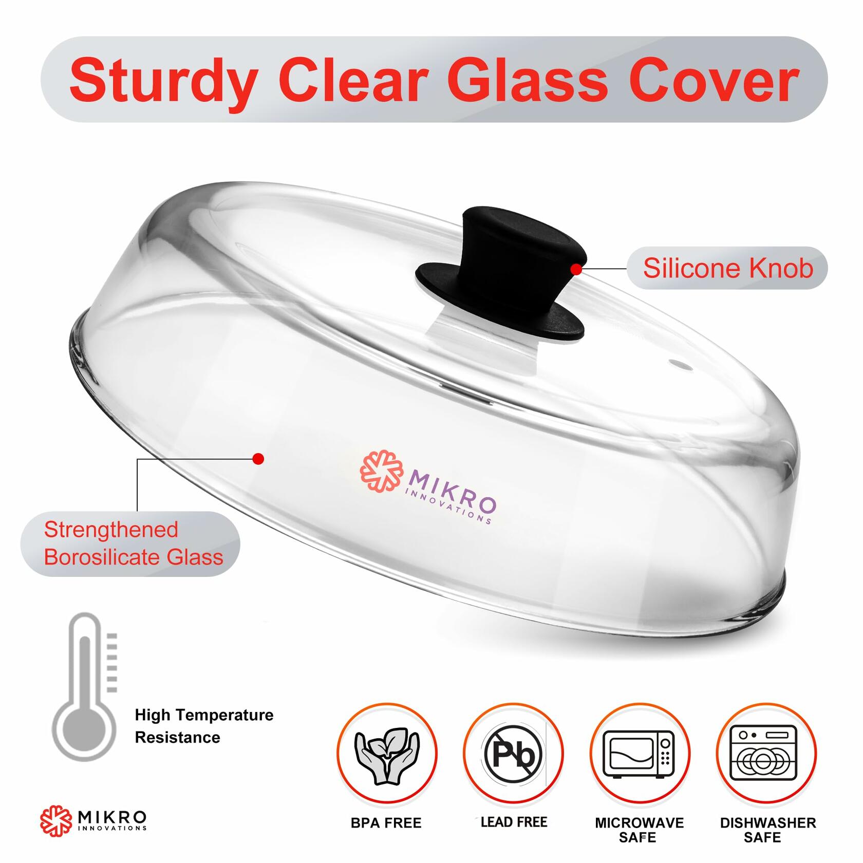 Mikro Innovations 10.5-Inch Glass Microwave Splatter Cover – Borosilicate Glass