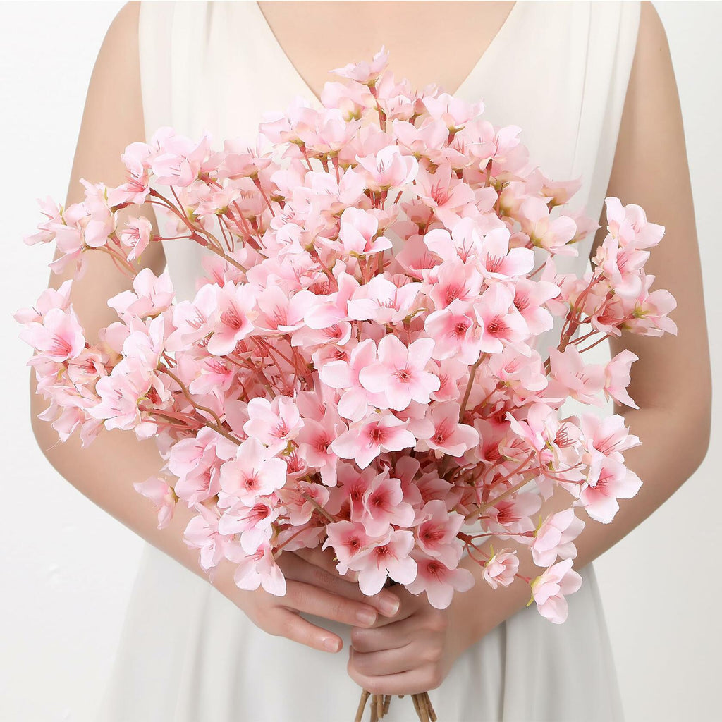 SITUMEIZI 6Pcs Artificial Cherry Blossom Branches Decor Fake Flowers Silk Spring