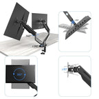Suptek Dual Monitor Mount Stand-Height Adjustable Gas Spring Monitor Arm Desk