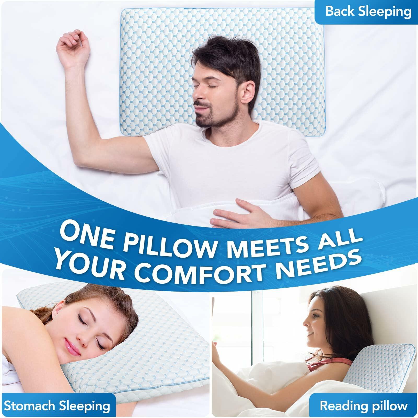 Iwacool Thin Pillow for Sleeping, Cooling Gel Flat Pillow for Stomach and Back