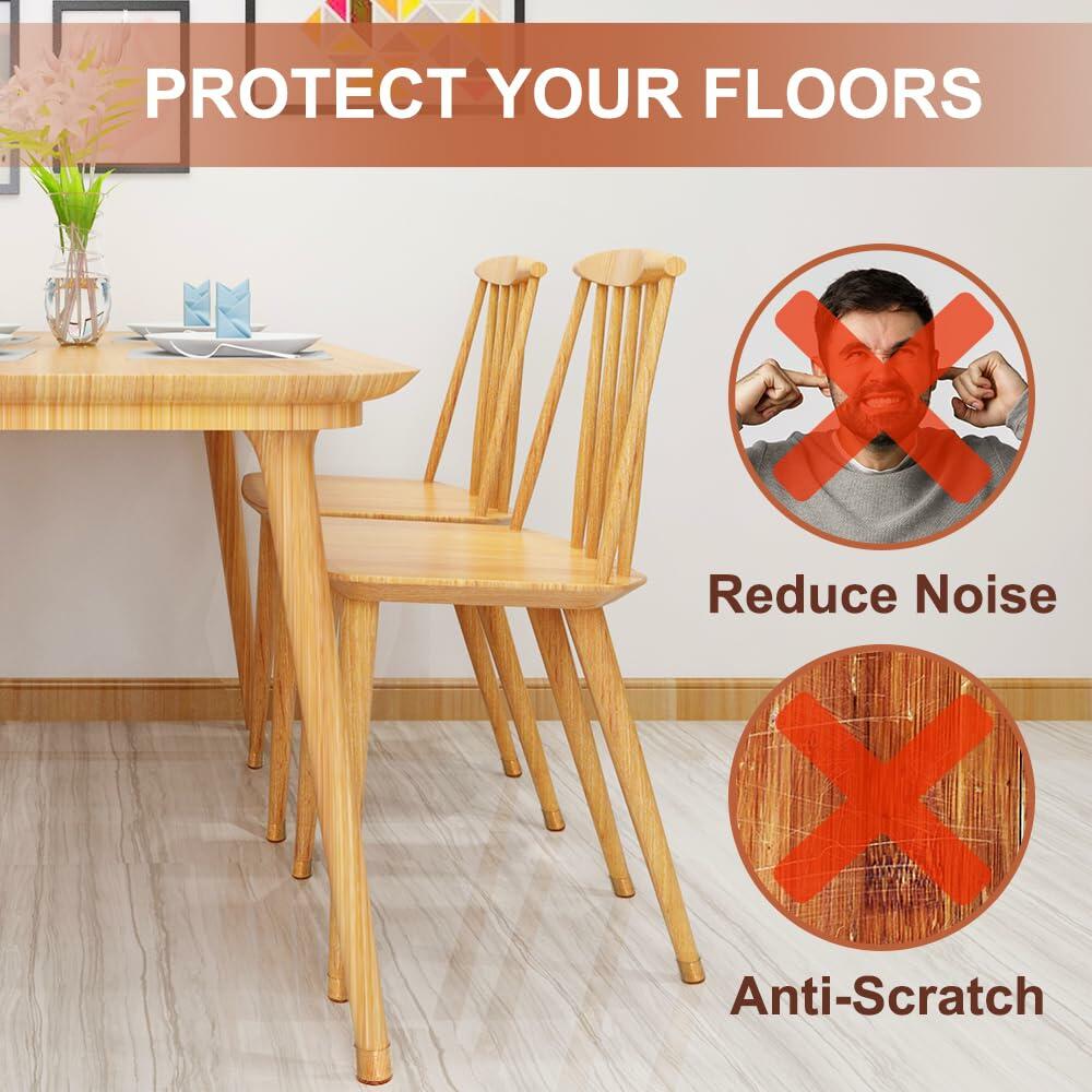 24 Pcs Chair Leg Floor Protectors for Hardwood Floors Silicone Covers Felt Pads