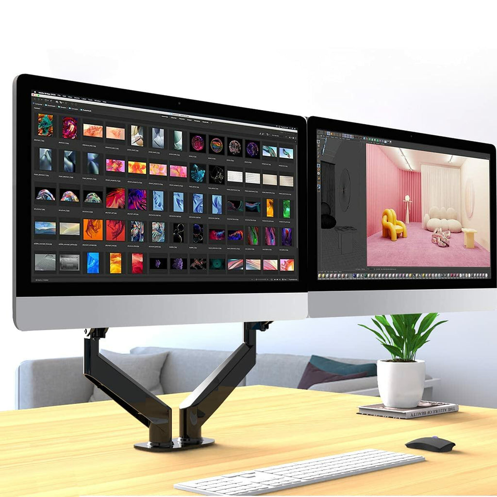 Suptek Dual Monitor Mount Stand-Height Adjustable Gas Spring Monitor Arm Desk