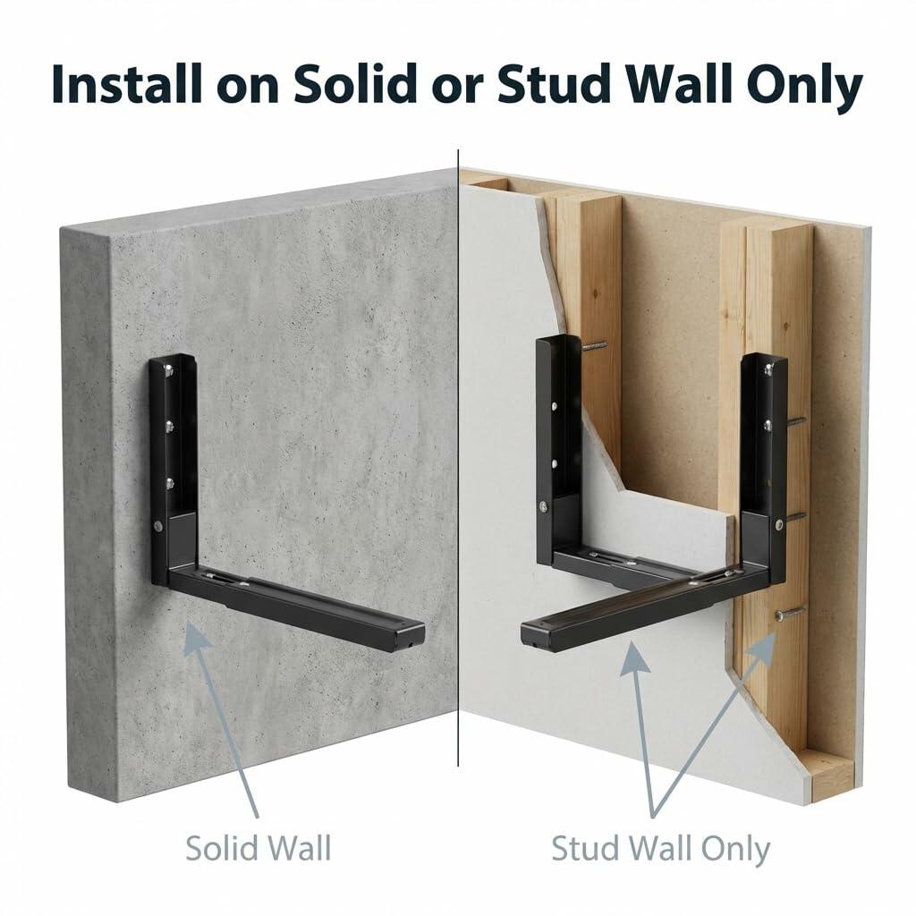 QWORK Adjustable Steel Microwave Wall Mount Brackets 11.7–17.3 in Extension –