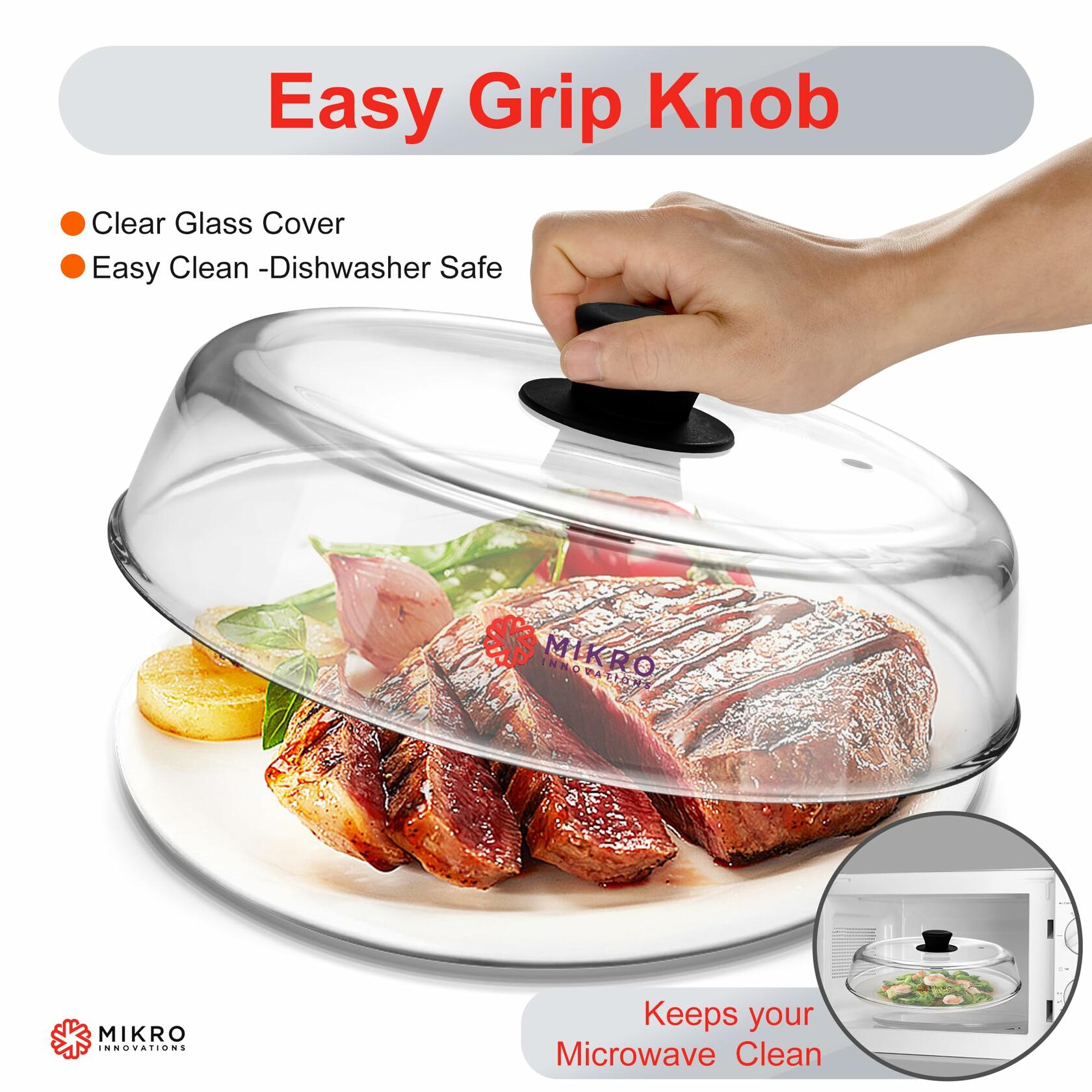 Mikro Innovations 10.5-Inch Glass Microwave Splatter Cover – Borosilicate Glass