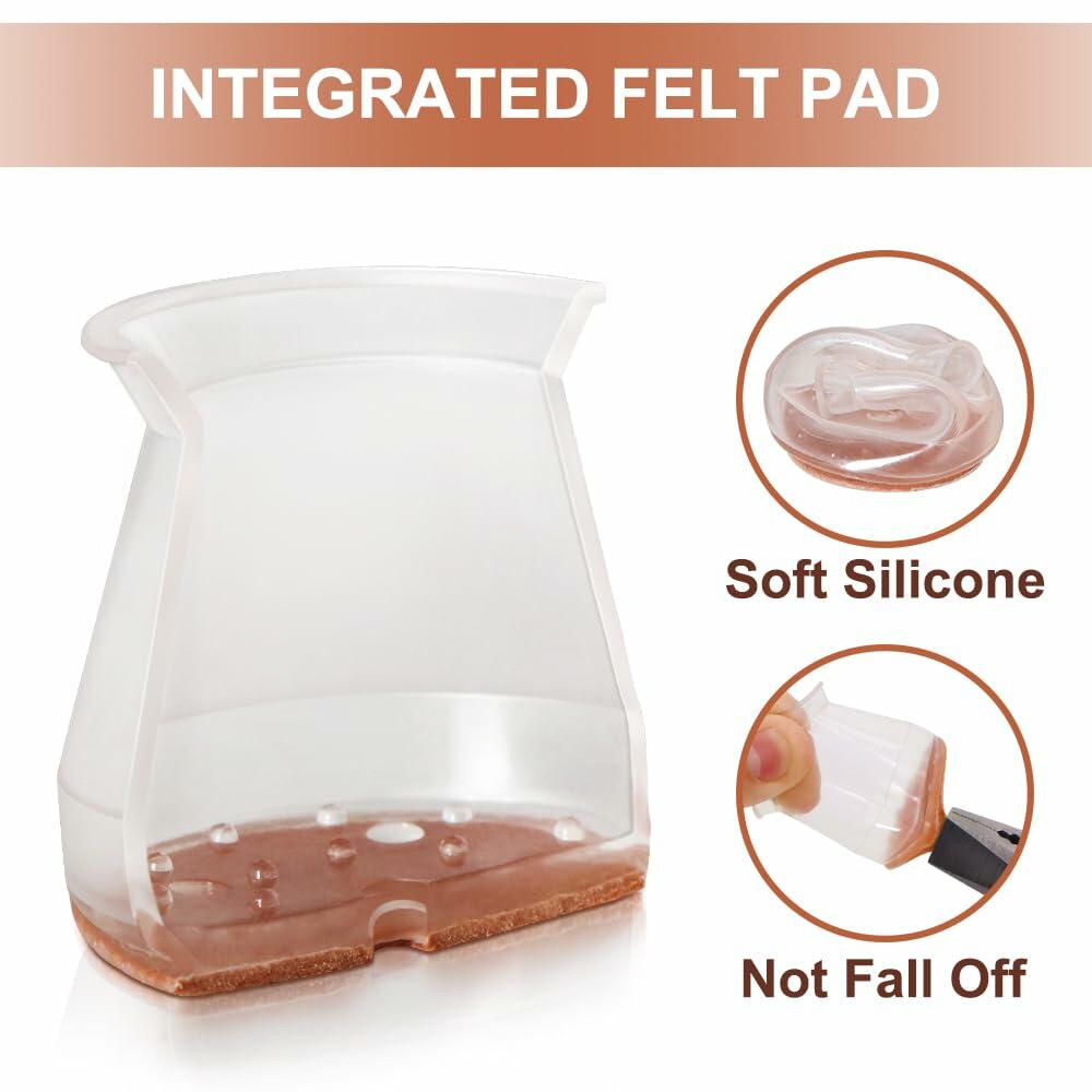 24 Pcs Chair Leg Floor Protectors for Hardwood Floors Silicone Covers Felt Pads
