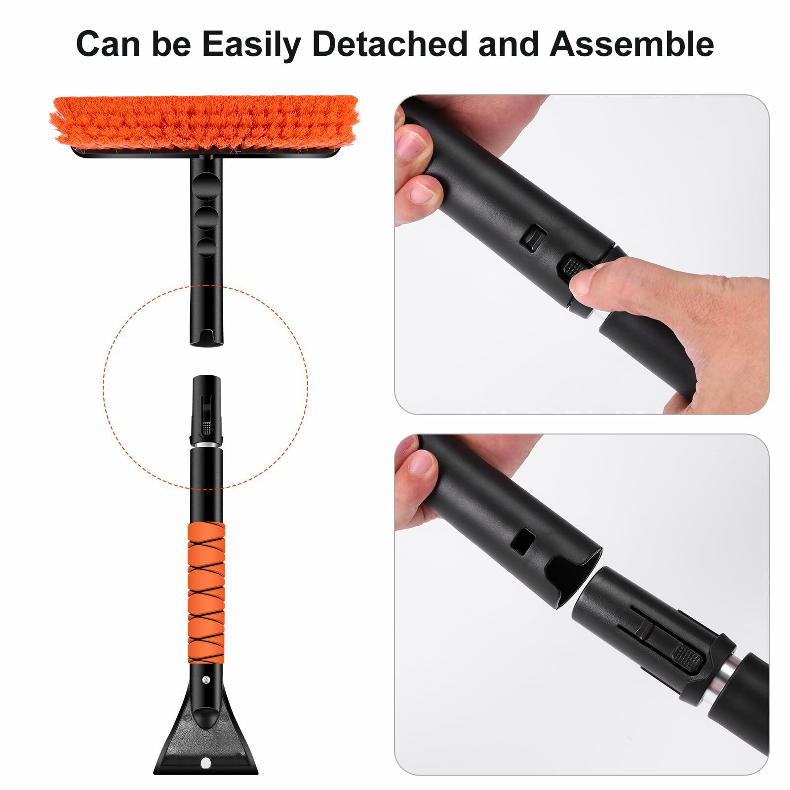 Odoland 2 Pack 33" Extendable Snow Brush with Detachable Ice Scraper for Car