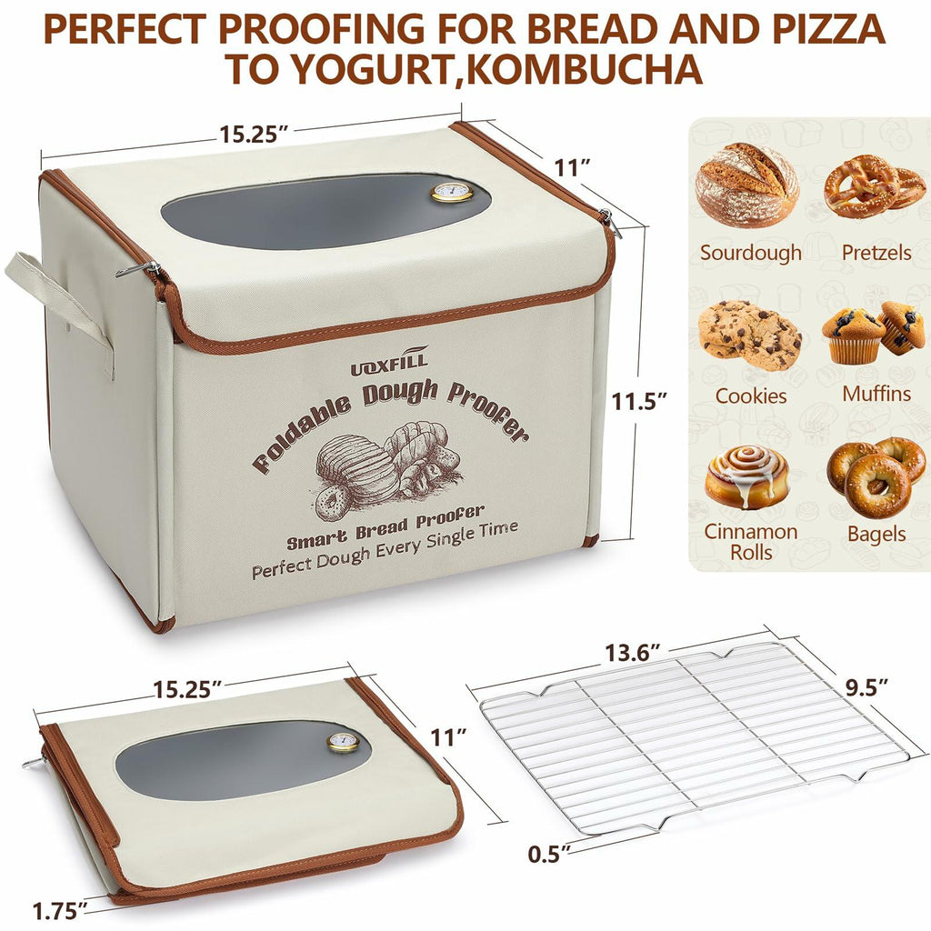 Folding Bread Proofing Box with Temp Control(50-122℉) & 48H Timer, Dough Proofer