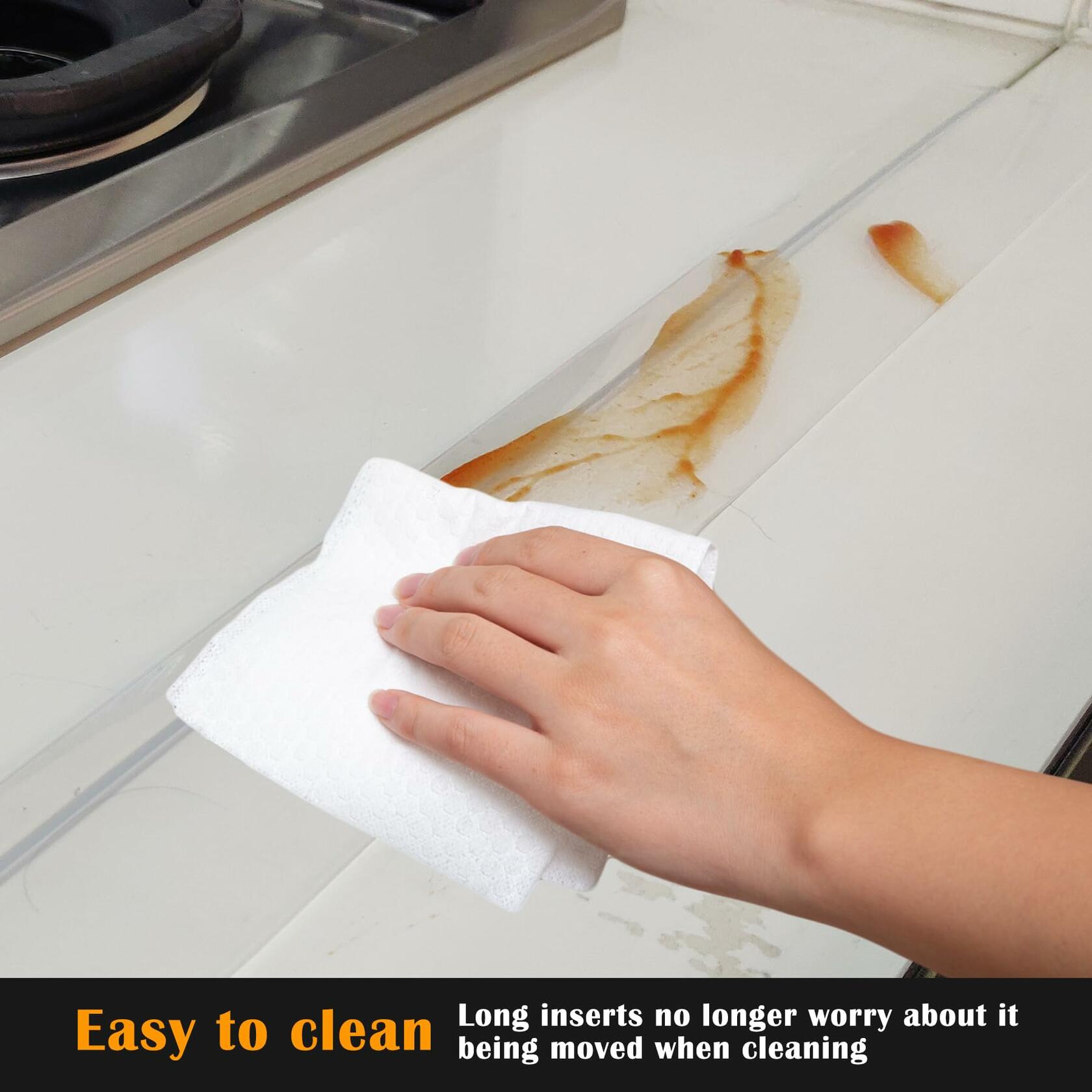 2 PACK Silicone Stove Counter Gap Cover Kitchen Counter Gap Filler Transparent