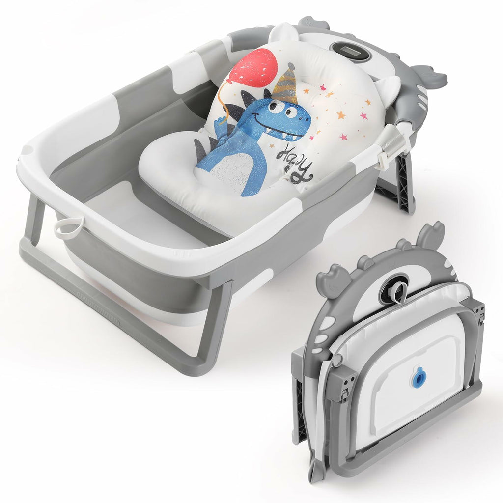 Baby Bathtub,Collapsible Baby Bath Tub with Thermometer & Soft Floating