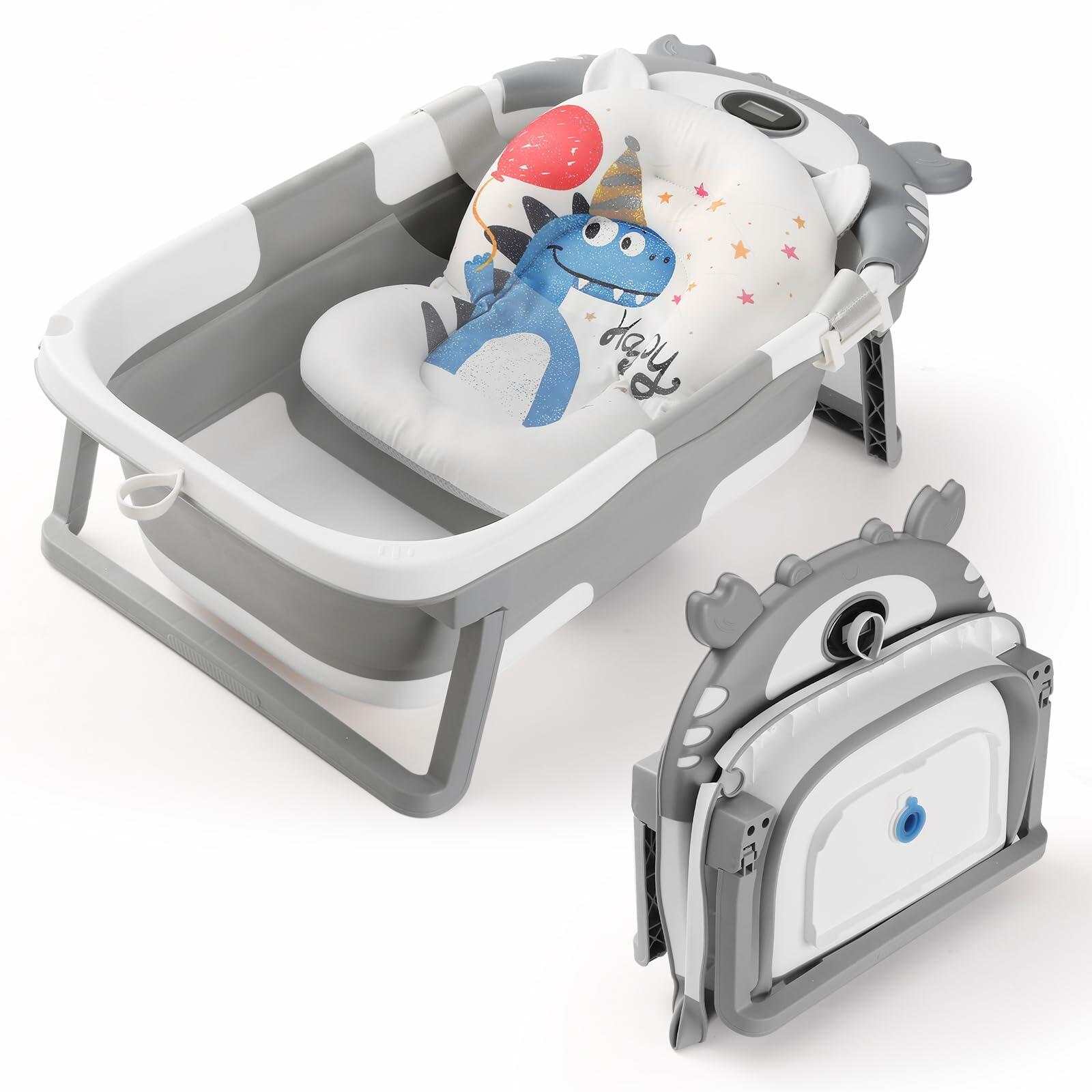 Baby Bathtub,Collapsible Baby Bath Tub with Thermometer & Soft Floating