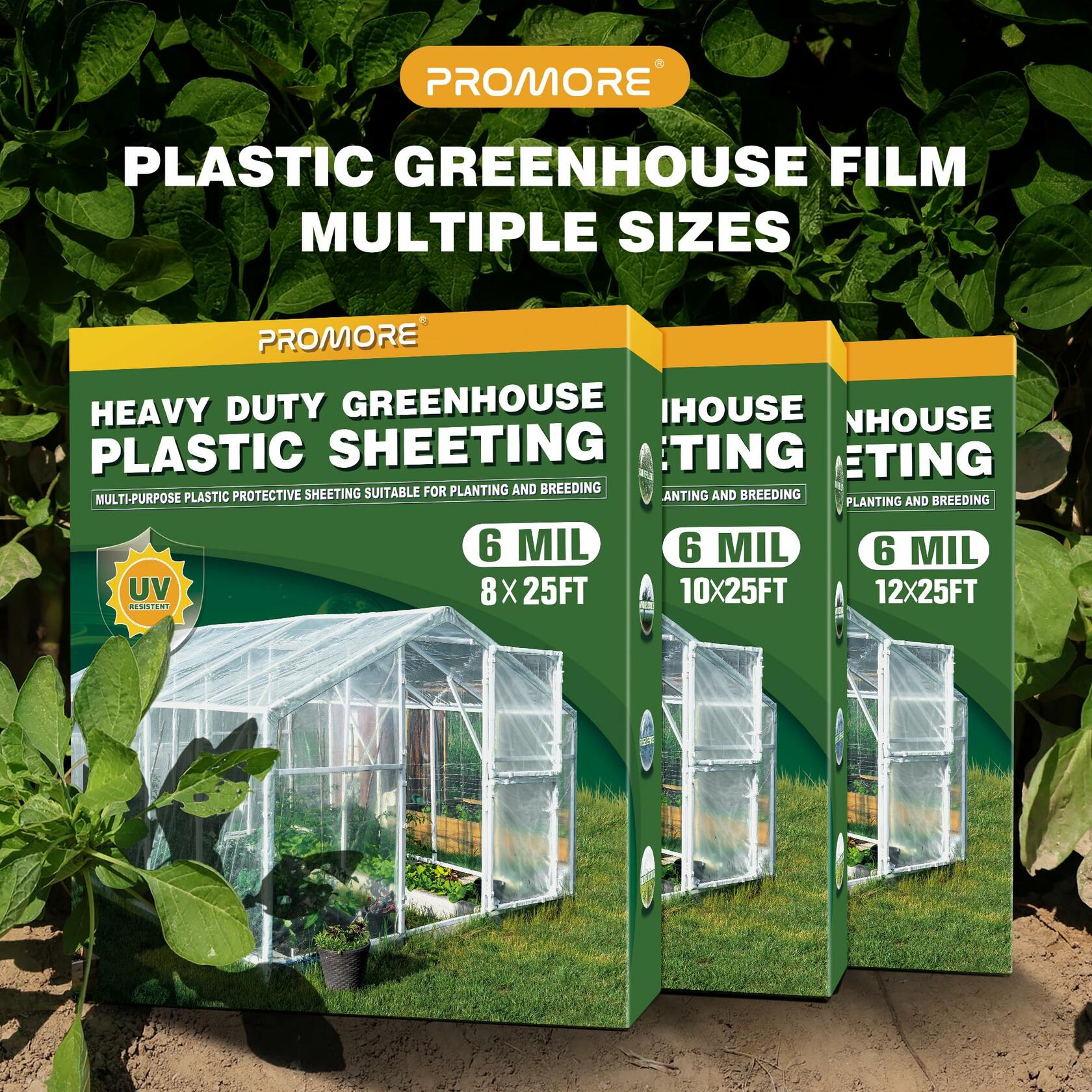 PROMORE 6 Mil Plastic Sheeting 10x25 FT Clear, Greenhouse Plastic Sheeting Heavy