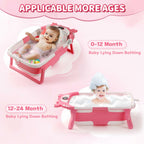 Baby Bathtub,Collapsible Baby Bath Tub with Thermometer & Soft Floating