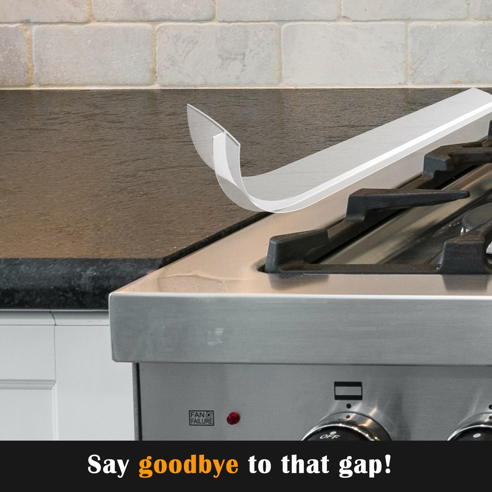 2 PACK Silicone Stove Counter Gap Cover Kitchen Counter Gap Filler Transparent