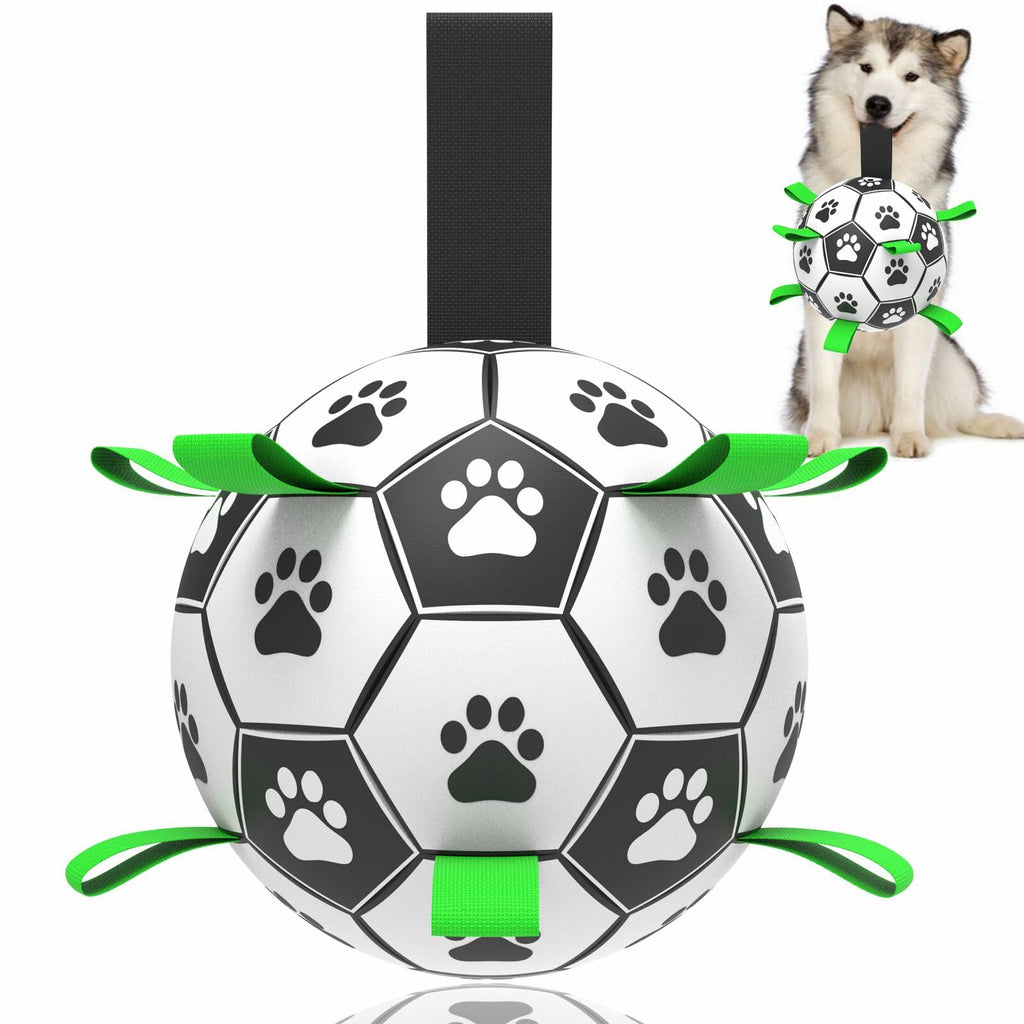 TBC PET Dog Toys Soccer Ball with Straps, Interactive for Tug of War, Puppy