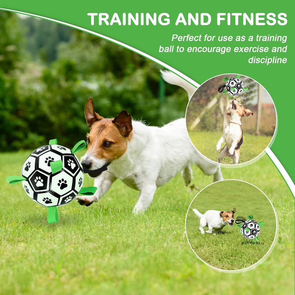 TBC PET Dog Toys Soccer Ball with Straps, Interactive for Tug of War, Puppy