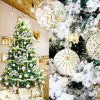 30PCS Christmas Balls Ornaments,60MM Gold&White Painted Shatterproof Festive