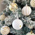 30PCS Christmas Balls Ornaments,60MM Gold&White Painted Shatterproof Festive